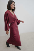 Vestido de Cetim com Nó - vista lateral
