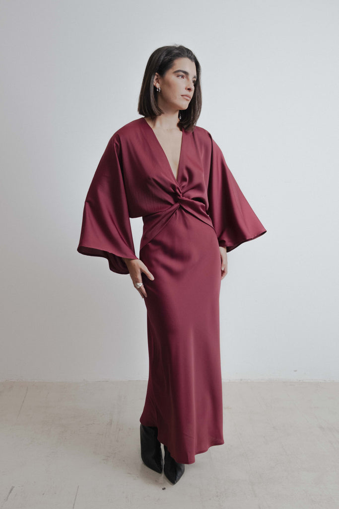 Vestido de Cetim com Nó - vista frontal