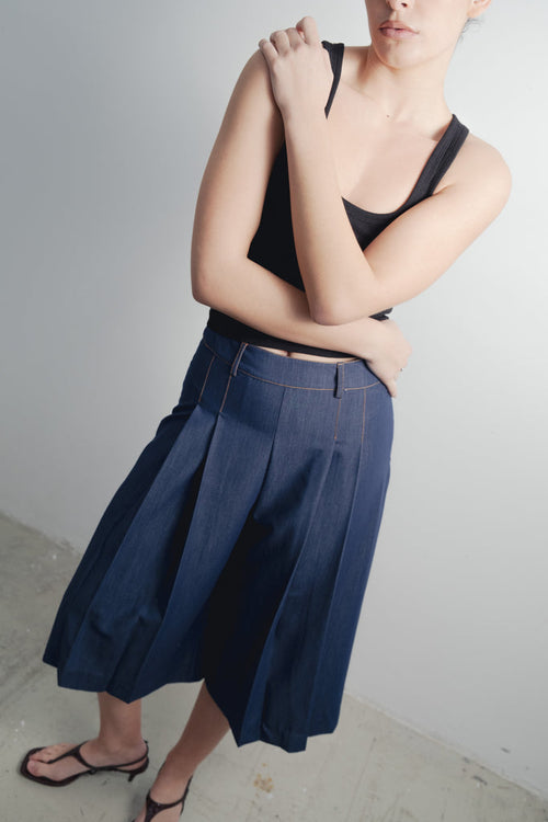 Bermuda Fluida Efeito Denim