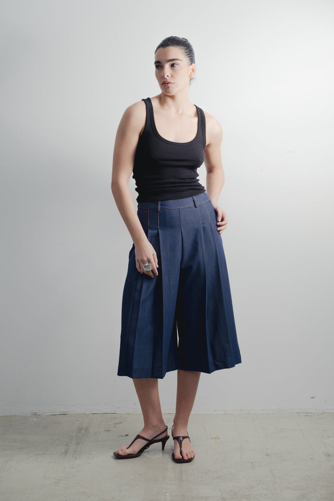 Bermuda Fluida Efeito Denim