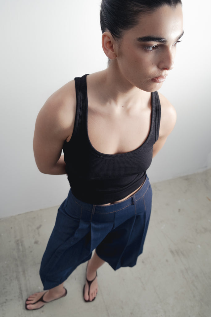 Bermuda Fluida Efeito Denim